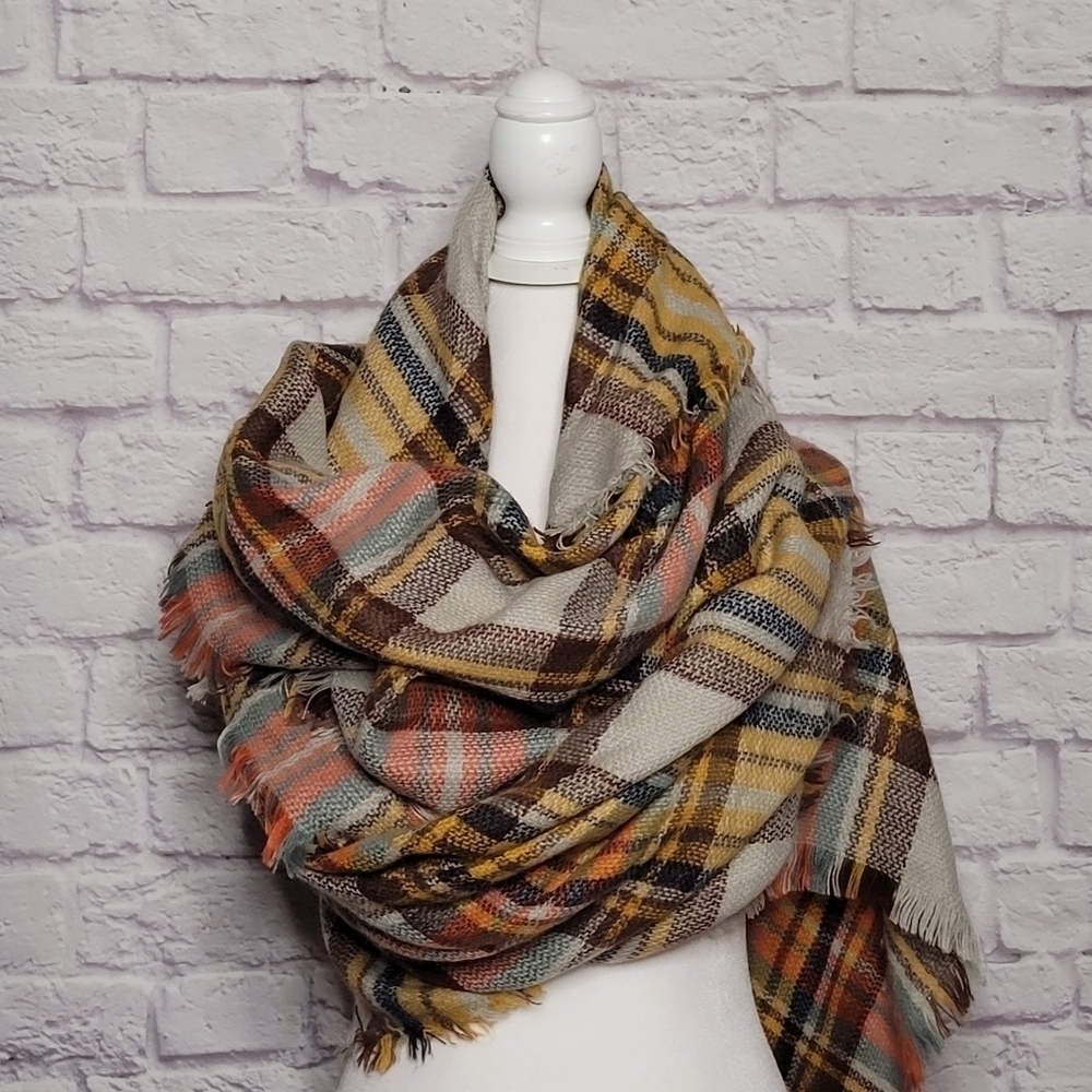 FALL Colored Soft Tartan WRAP SCARF 100%Acrylic